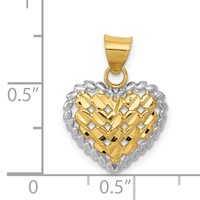 14K and White Rhodium Polished Diamond-cut Heart Pendant view 4