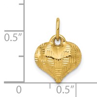 14K Polished Basket Weave Pattern 3-D Puffed Heart Pendant view 4