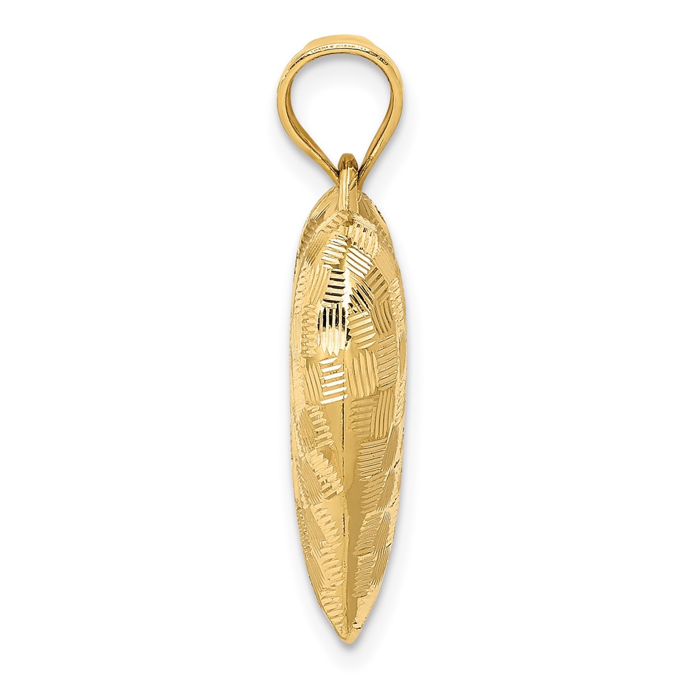 14K Polished Basket Weave Pattern 3-D Heart Pendant (K5147)
