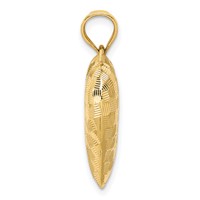 14K Yellow Gold Polished Basket Weave Pattern 3-D Puffed Heart Pendant view 2
