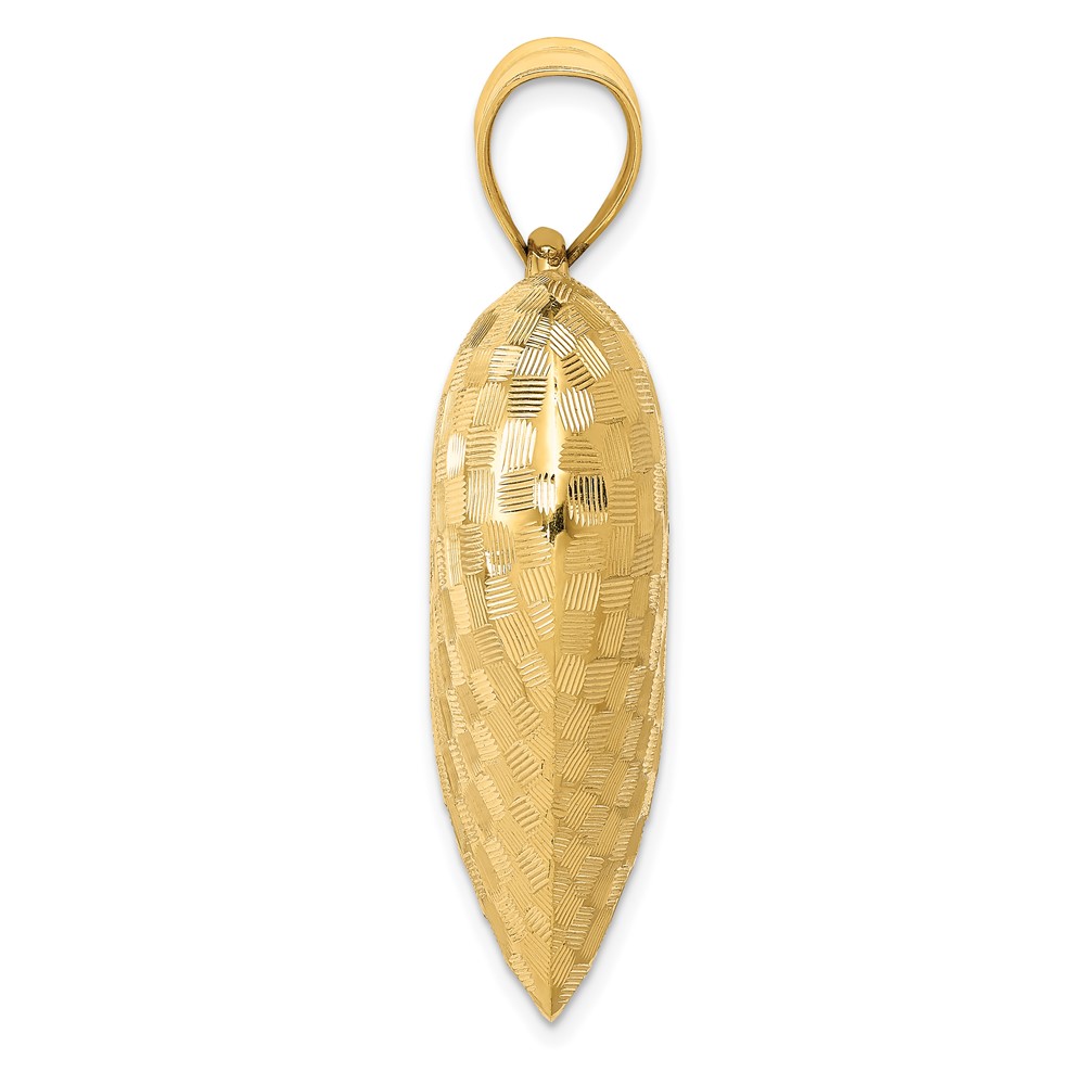 14K Polished Basket Weave Pattern 3-D Heart Pendant (K5148)
