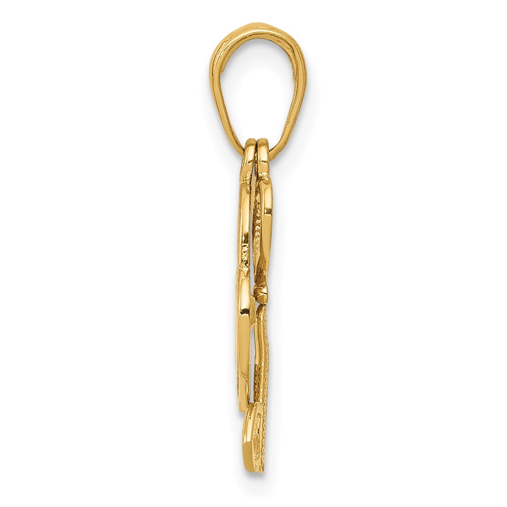 14K Polished Moveable Heart Key and Heart Lock Charm (K5150)