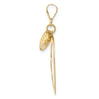 14K Polished and Diamond-cut Open and Puffed 3-D Heart Pendant view 2