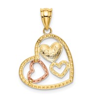 14K Two-tone Pendant with White Rhodium Polished Hearts view 3