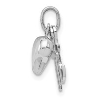 14K White Gold 3D Moveable Heart Cross Anchor Pendant view 2