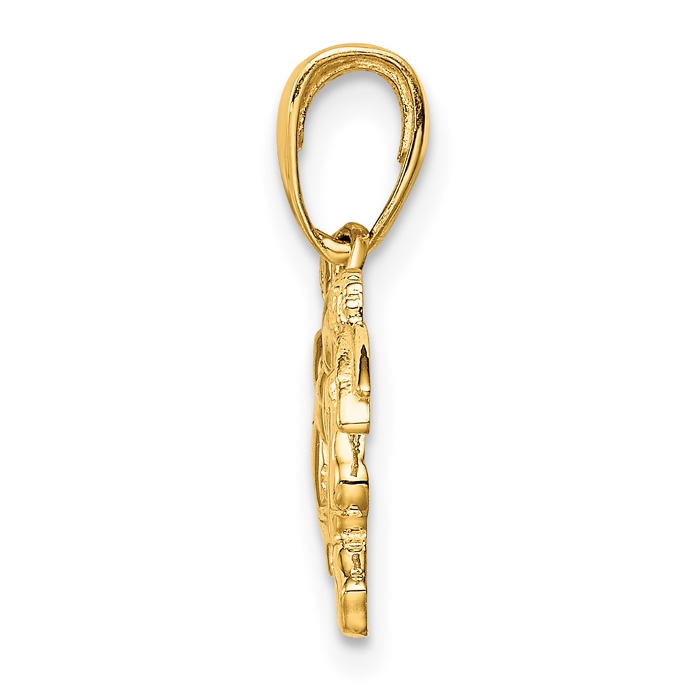 14k Flying Cherubs Holding Heart Pendant (K5163)