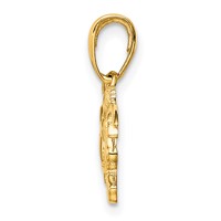 14K Yellow Gold Flying Cherubs Holding Heart Pendant view 2