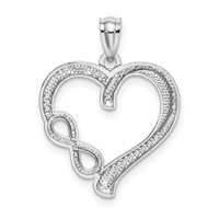 14K White Gold Polished Infinity Heart Pendant view 3