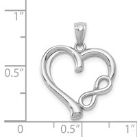 14K White Gold Polished Infinity Heart Pendant view 4
