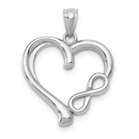 14K White Gold Polished Infinity Heart Pendant view 1