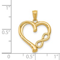 14K Polished Infinity Symbol Heart Pendant view 3