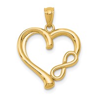 14K Polished Infinity Symbol Heart Pendant view 1
