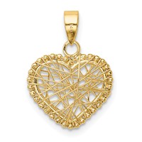 14K Yellow Gold Polished Open Wire Heart Pendant view 3