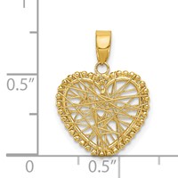14K Yellow Gold Polished Open Wire Heart Pendant view 4