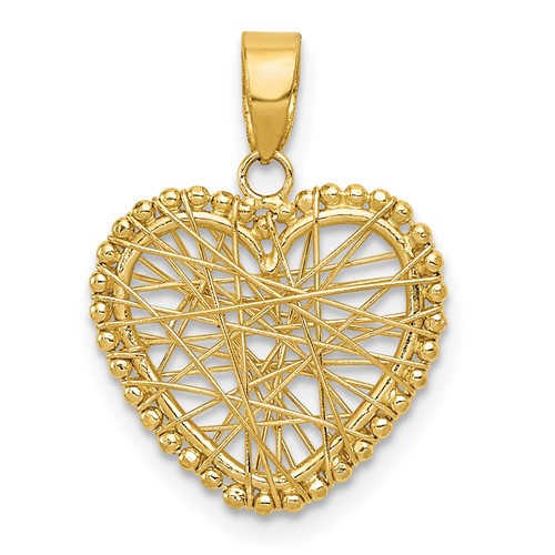 14K Yellow Gold Polished Open Wire Heart Pendant