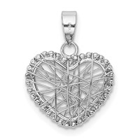 14K White Gold Open Wire Heart Pendant view 3