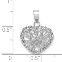 14K White Gold Open Wire Heart Pendant view 4