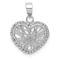 14K White Gold Open Wire Heart Pendant view 1