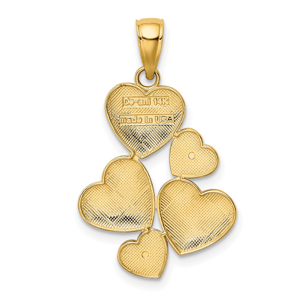 14K and White Rhodium Polished Hearts Pendant (K5176)