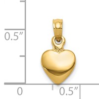 14K Yellow Gold Polished Solid 3-D Heart Pendant view 4