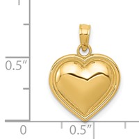 14K Polished Domed Heart Pendant view 3