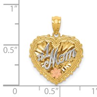 14K Tri-color Polished #1 Mom Shadowbox Pendant view 4
