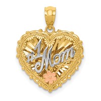 14K Tri-color Polished #1 Mom Shadowbox Pendant view 1