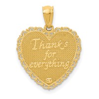 14K Yellow Gold Reversible for MY Mom Thanks for Everything Heart Pendant view 3