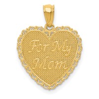 14K Yellow Gold Reversible for MY Mom Thanks for Everything Heart Pendant view 1