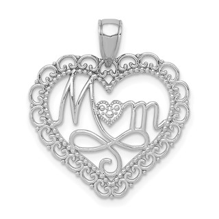 Gold Scalloped MOM Heart Pendant
