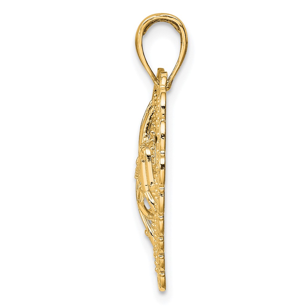 14K Polished MOM Scallop Heart Pendant (K5195Y)