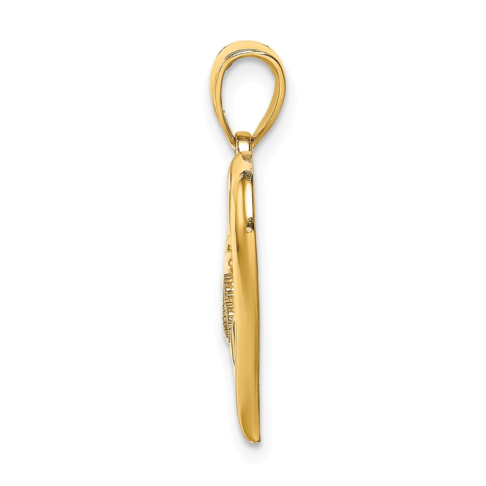 14K Polished MOM Heart Pendant (K5196)