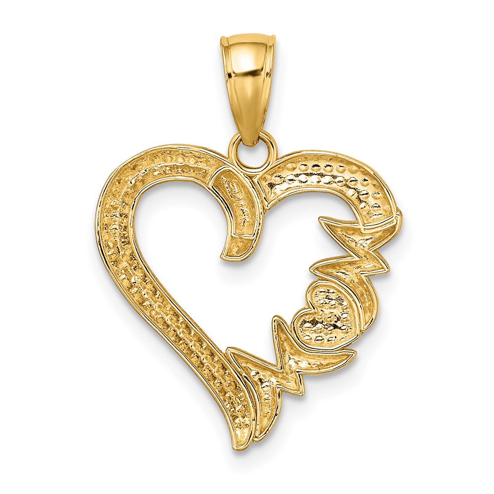 14K Polished MOM Heart Pendant (K5196)