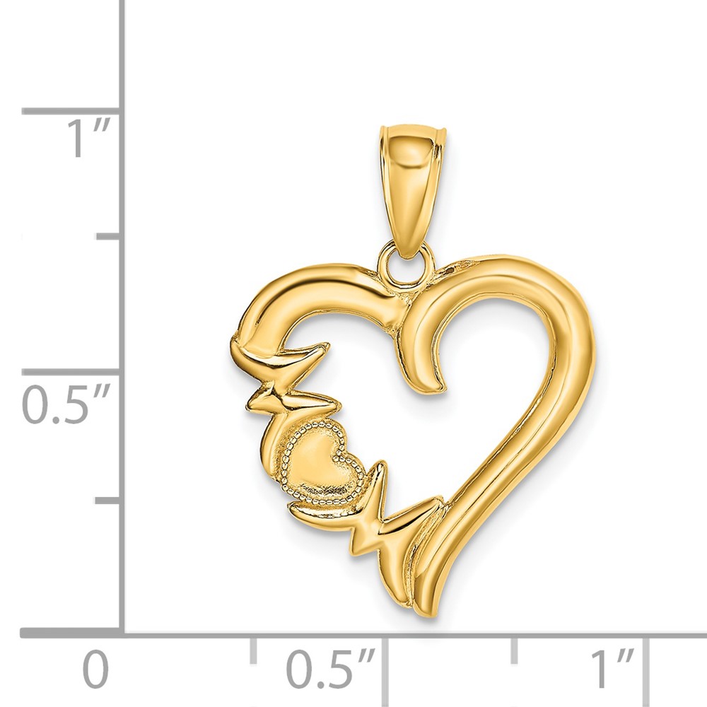 14K Polished MOM Heart Pendant (K5196)