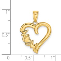 14K Yellow Gold Polished Mom Heart Pendant view 4