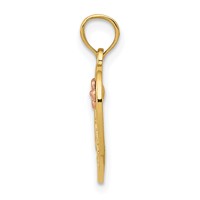 14K Two-tone Polished Nana Pendant with Flower on Heart view 2