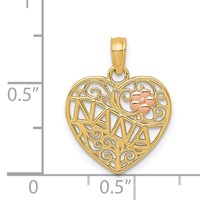 14K Two-tone Polished Nana Pendant with Flower on Heart view 4