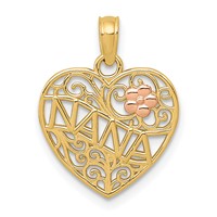 14K Two-tone Polished Nana Pendant with Flower on Heart view 1