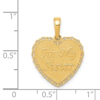 14K Yellow Gold Reversible for MY Sister Friends Forever Heart Pendant view 4