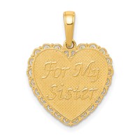 14K Yellow Gold Reversible for MY Sister Friends Forever Heart Pendant view 1