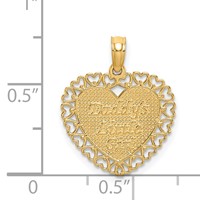 14K Yellow Gold Gold Polished Daddys Little Girl Textured Heart Charm view 3