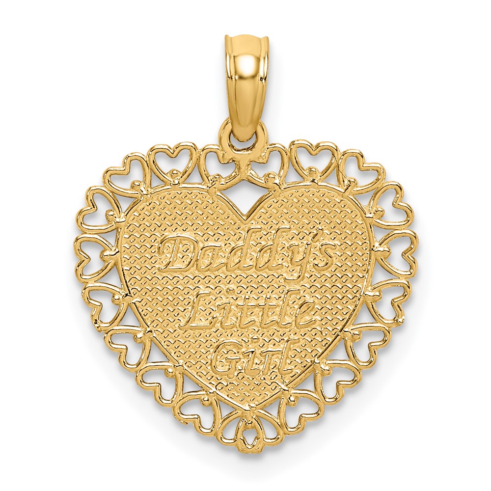 14K Yellow Gold Gold Polished Daddys Little Girl Textured Heart Charm