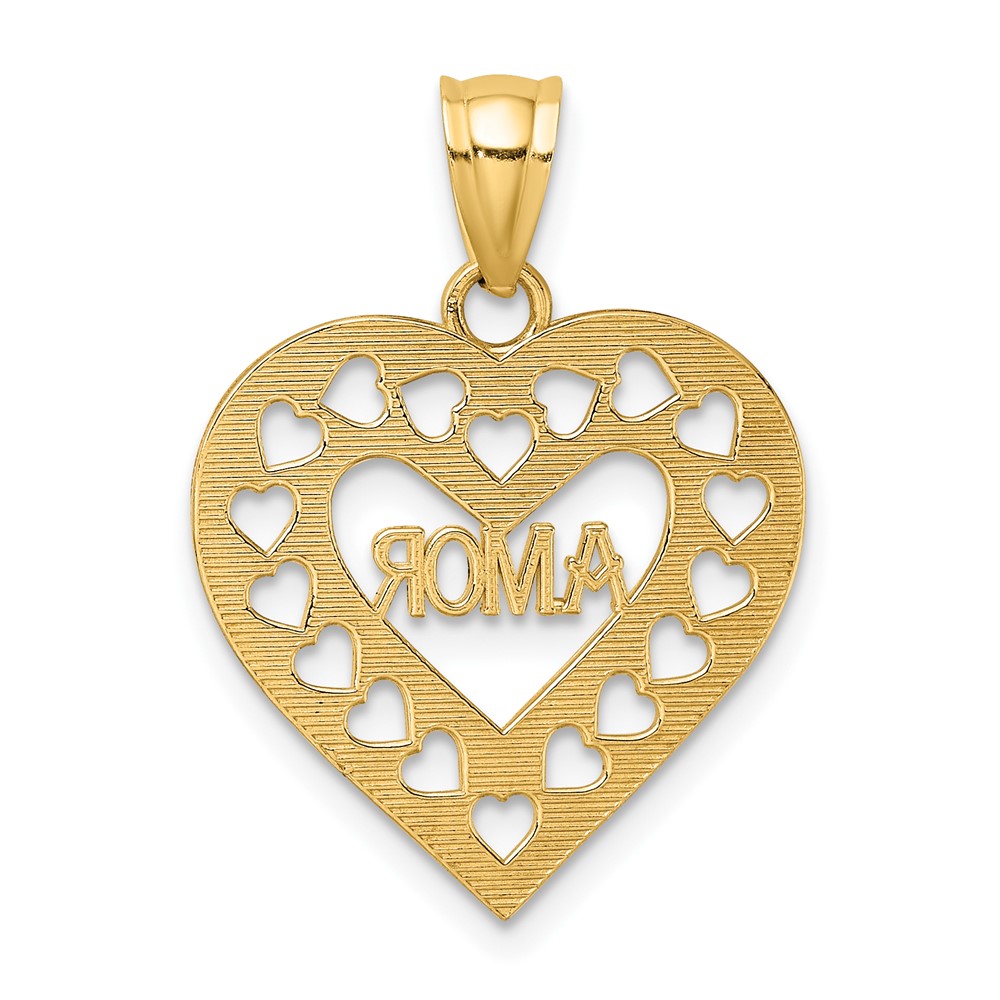 14k AMOR  in Cut-out Heart Charm (K5217)
