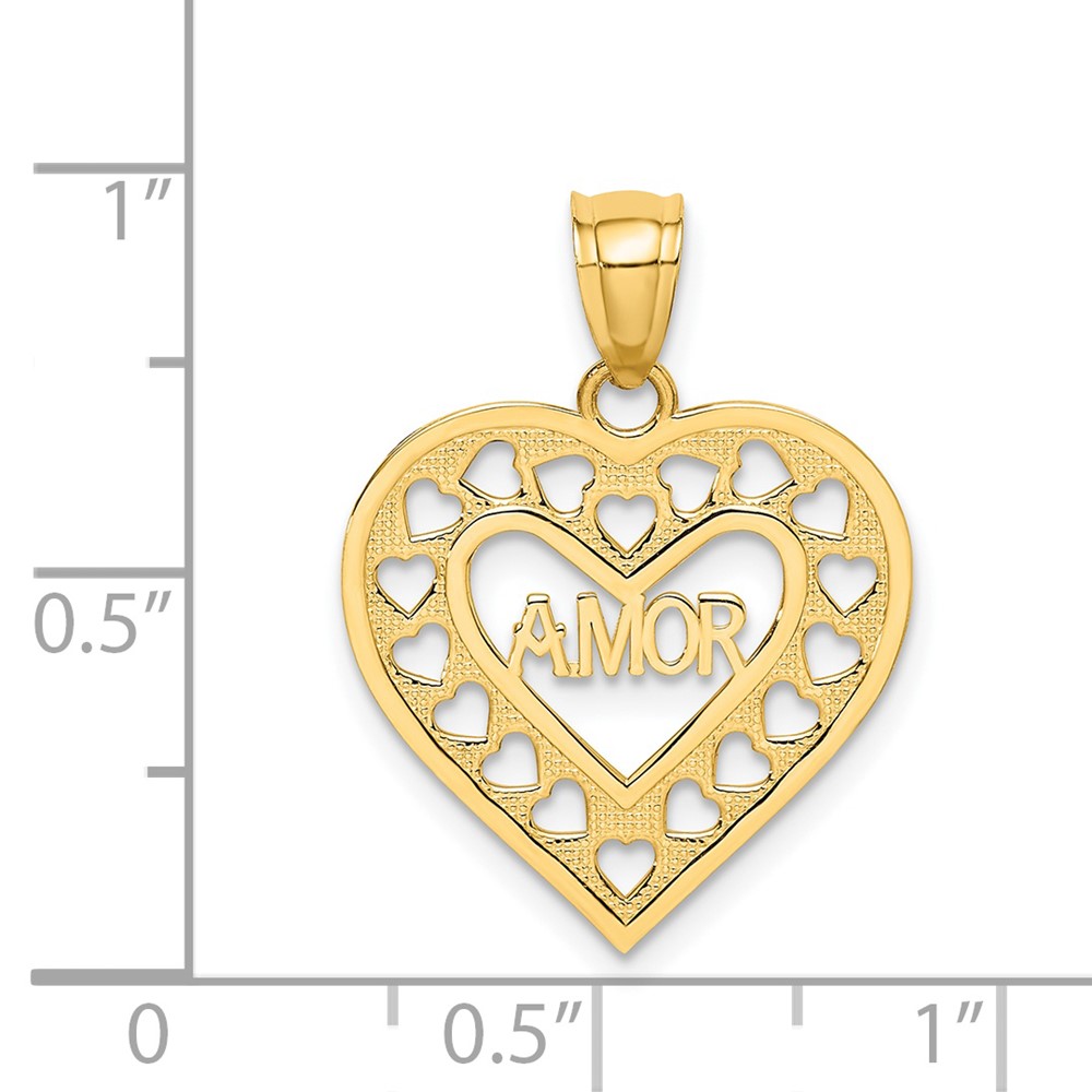 14k AMOR  in Cut-out Heart Charm (K5217)