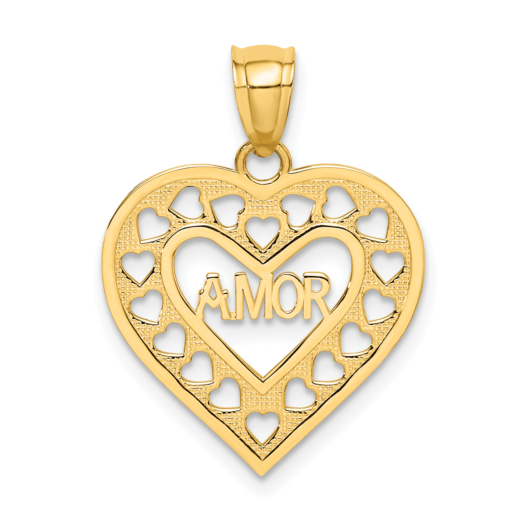 14k AMOR  in Cut-out Heart Charm (K5217)