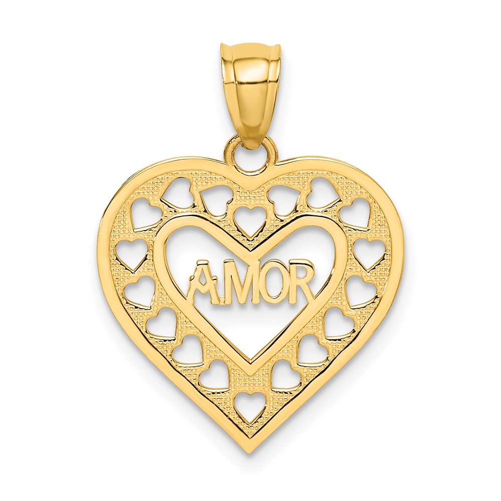 14k AMOR  in Cut-out Heart Charm (K5217)