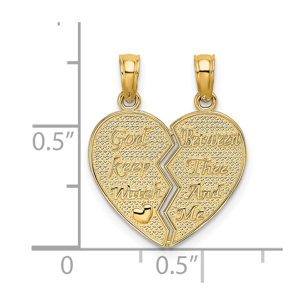 14k Break-Apart KEEP WATCH BETWEEN Heart Charm (K5224)