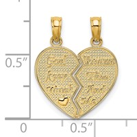 14K Yellow Gold 2-Piece Break-Apart God Keep Watch Between Thee and ME Heart Charm view 3