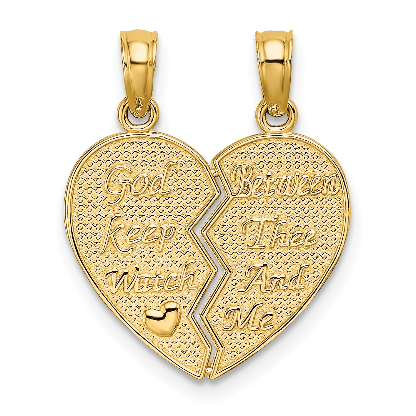 14k Break-Apart KEEP WATCH BETWEEN Heart Charm (K5224)