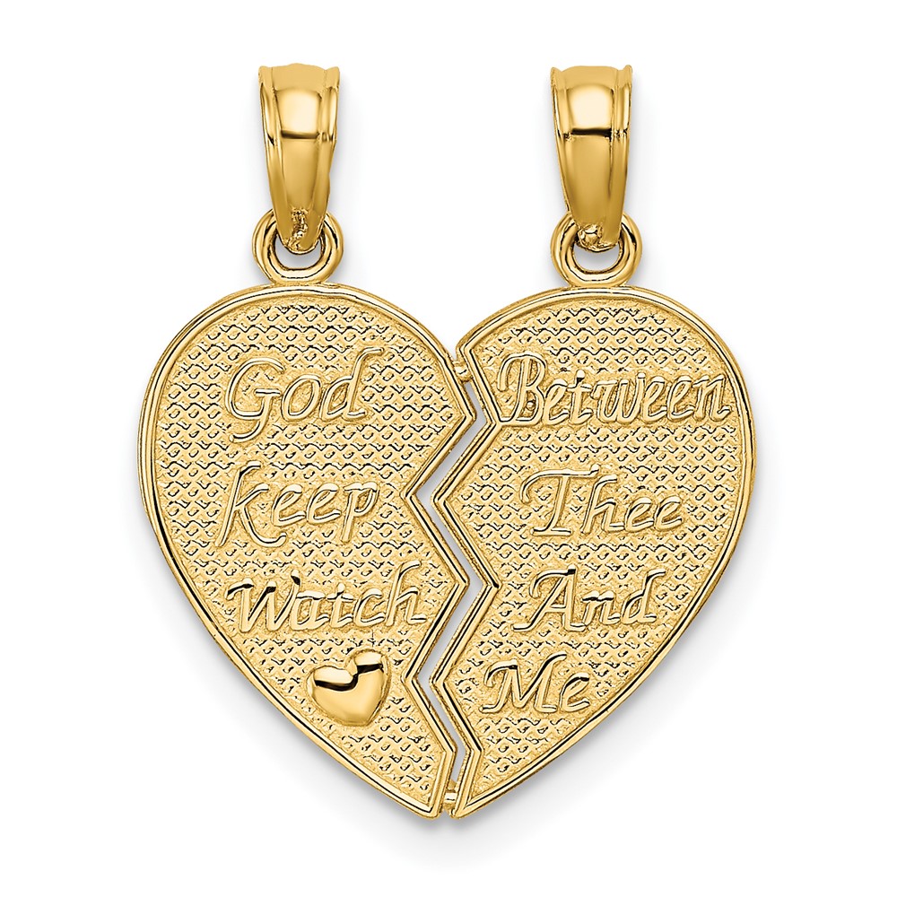14k Break-Apart KEEP WATCH BETWEEN Heart Charm (K5224)